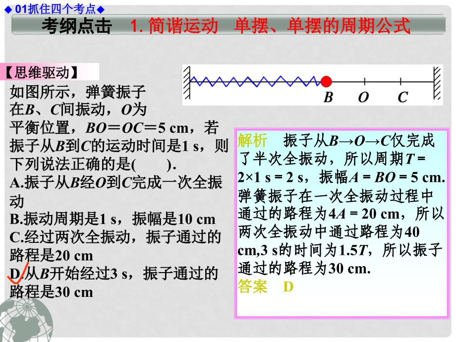 重庆市万州区龙宝中学高考物理总复习 第1讲 机械振动课件_第4页