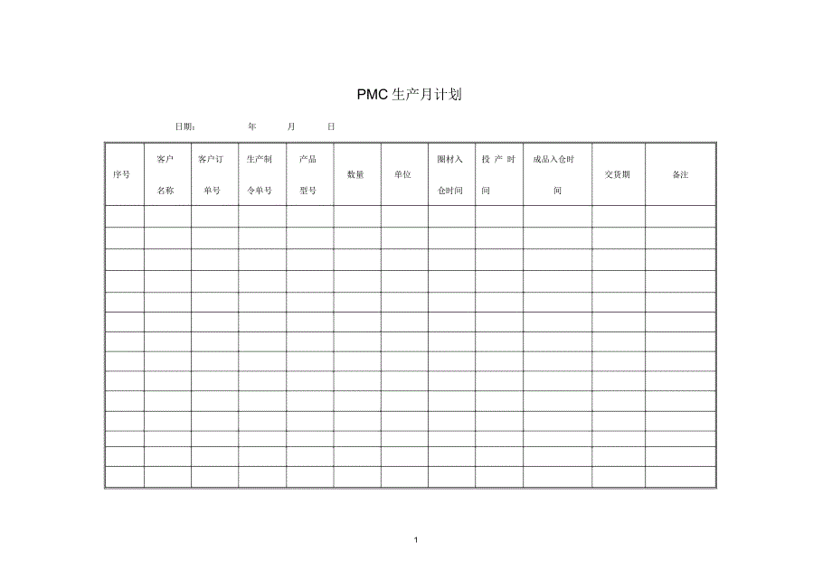 PMC生产月计划_第1页