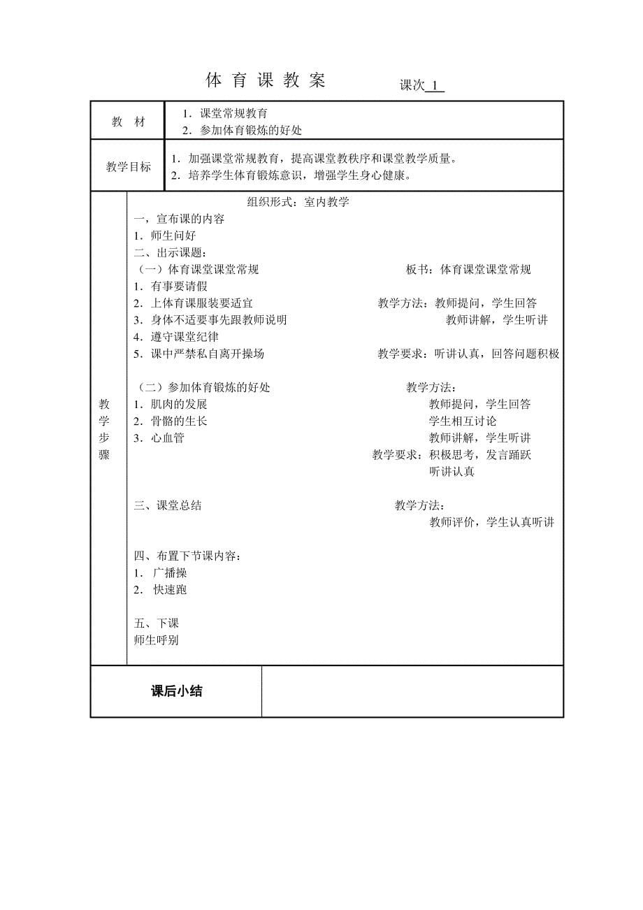 小学五年级下册体育教案(全册)_第5页