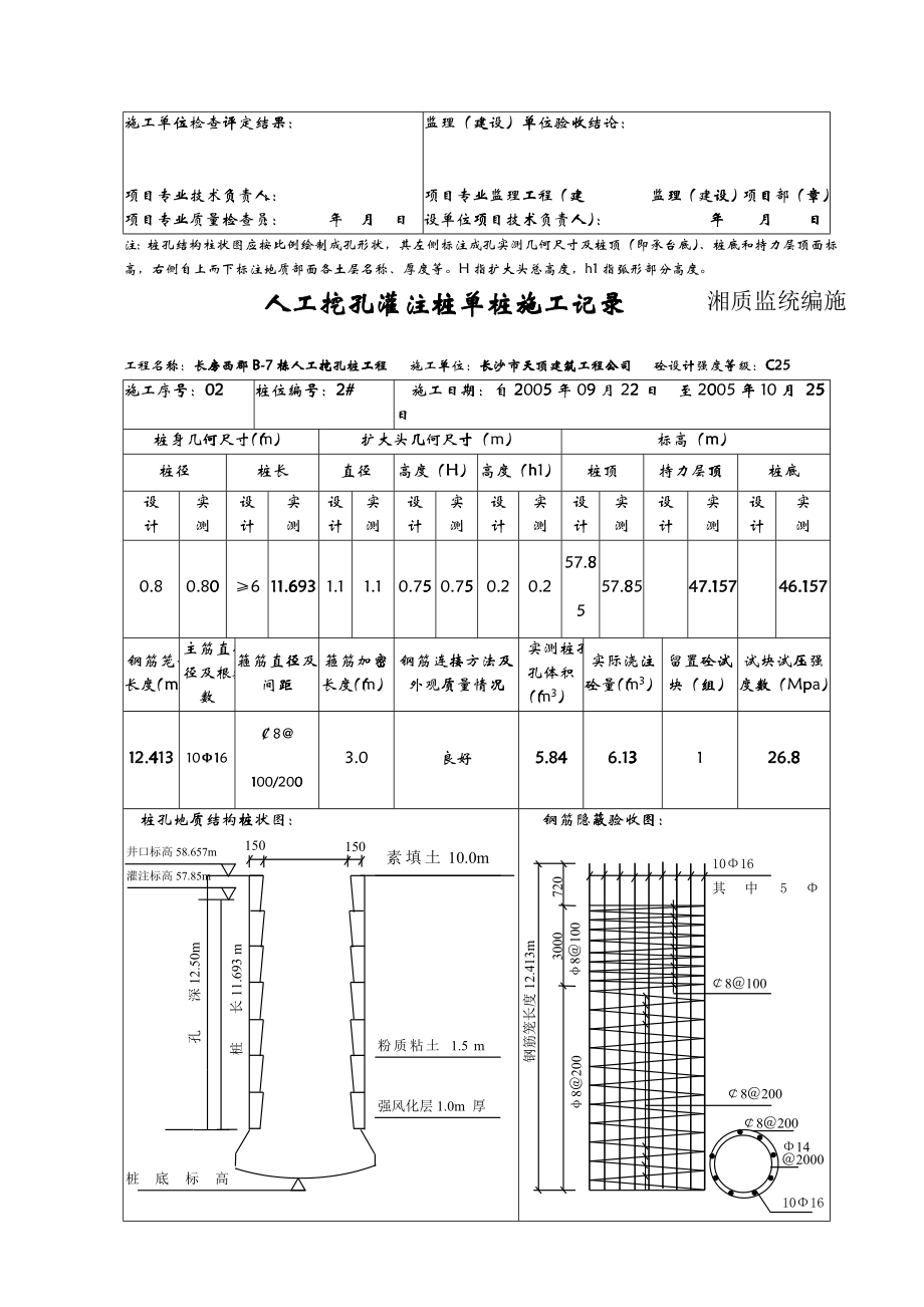 人工挖孔桩单桩施工记录_第2页