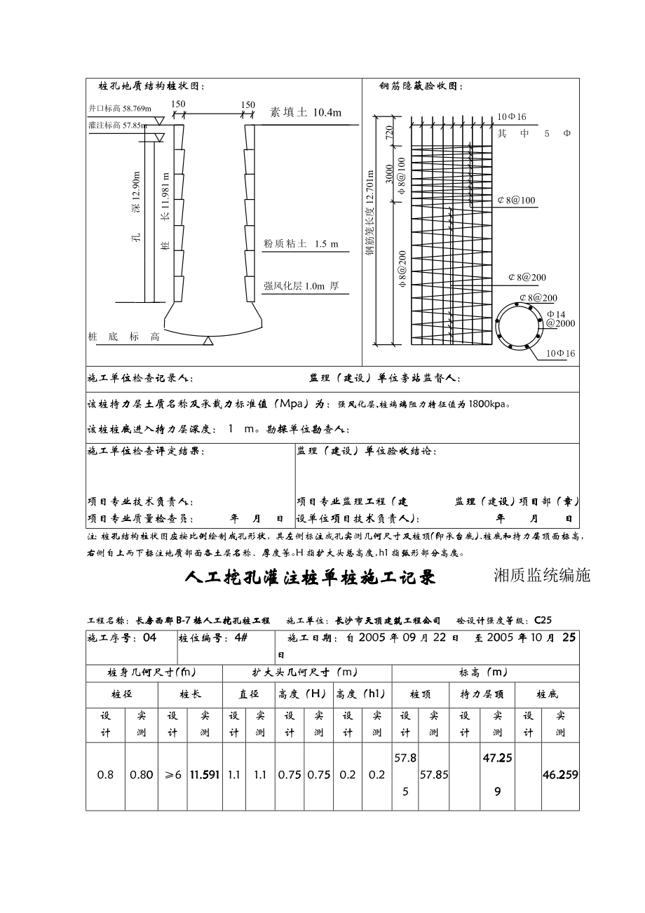 人工挖孔桩单桩施工记录_第4页