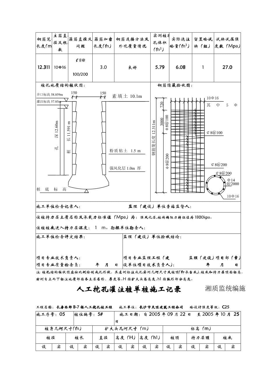 人工挖孔桩单桩施工记录_第5页