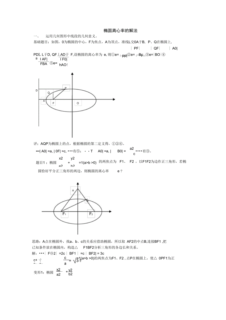 椭圆离心率求法总结_第1页
