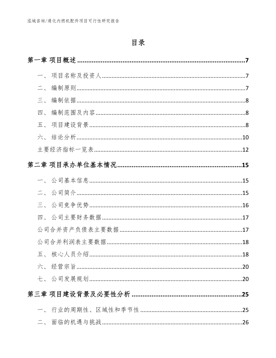 通化内燃机配件项目可行性研究报告范文模板_第1页