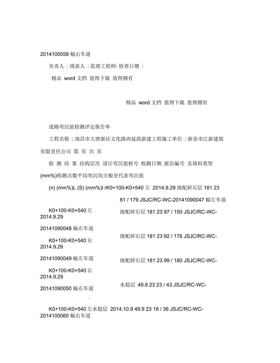 道路弯沉值检测评定报告单_第2页