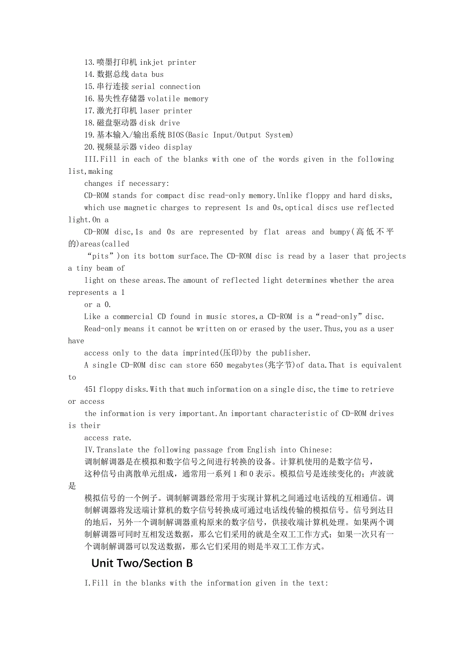 计算机英语第三版机械工业出版社课后题目答案_第4页