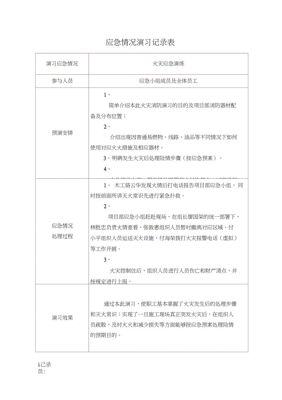 (完整word版)应急演练记录(填写)_第2页