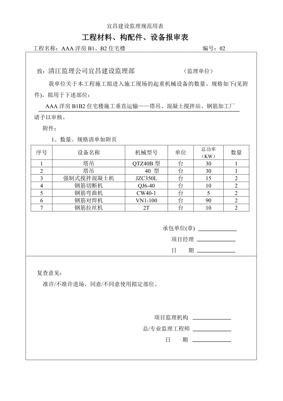 A9-工程材料、构配件、设备报审表.doc_第2页