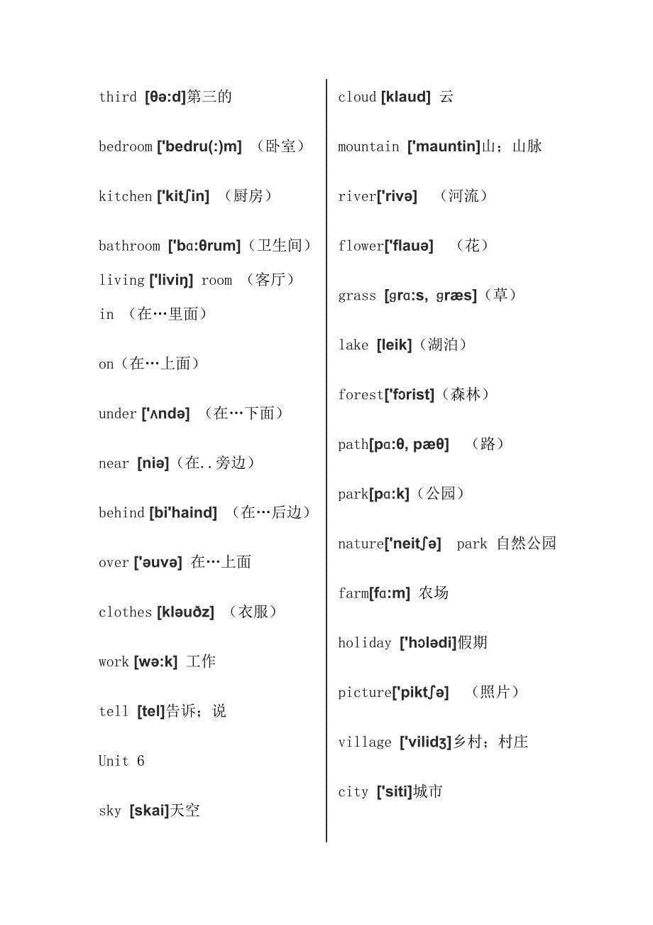 人教版小学英语五年级单词表(带有音标)_第5页