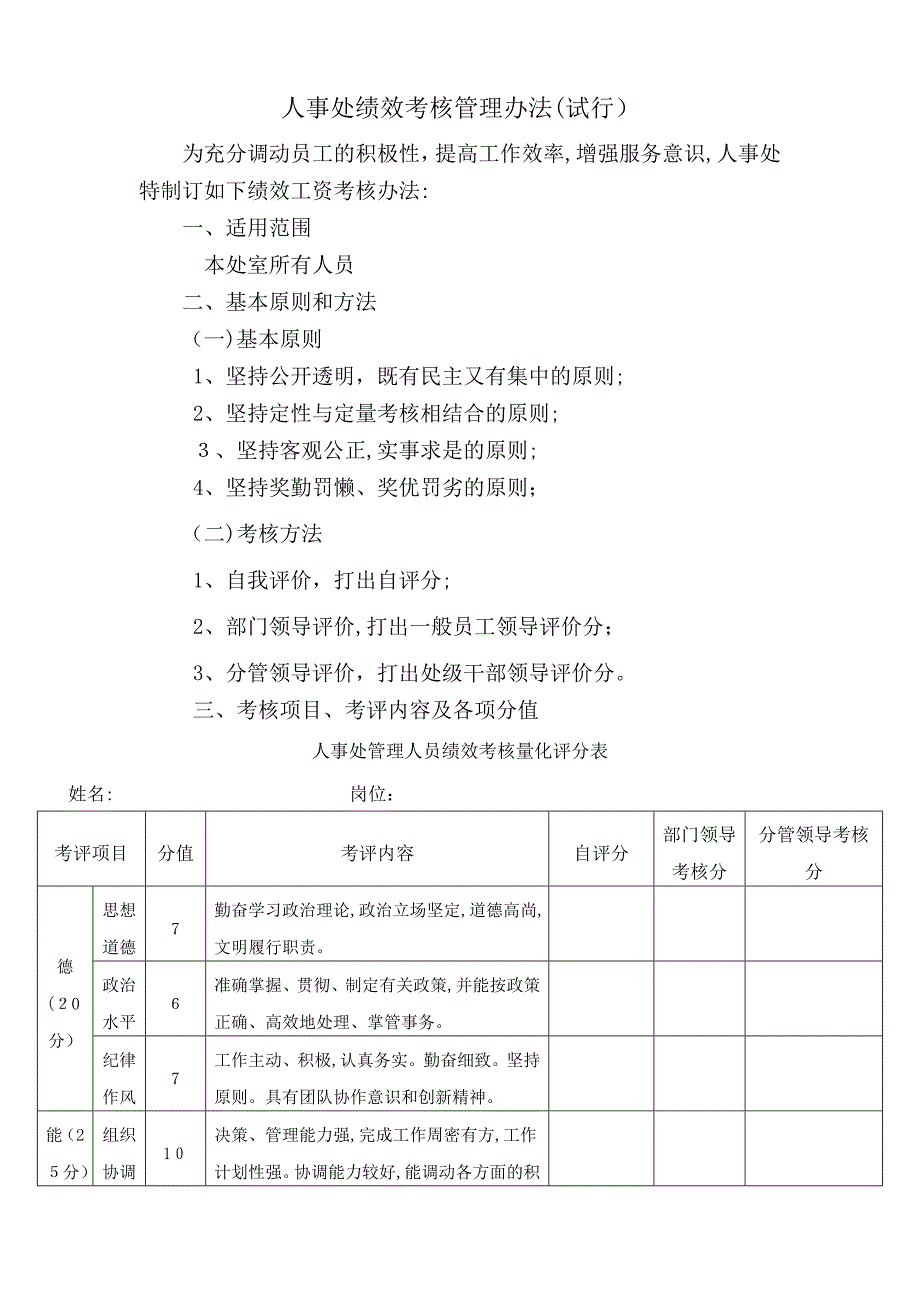 人事处绩效考核管理办法-云南经贸外事职业学院_第1页