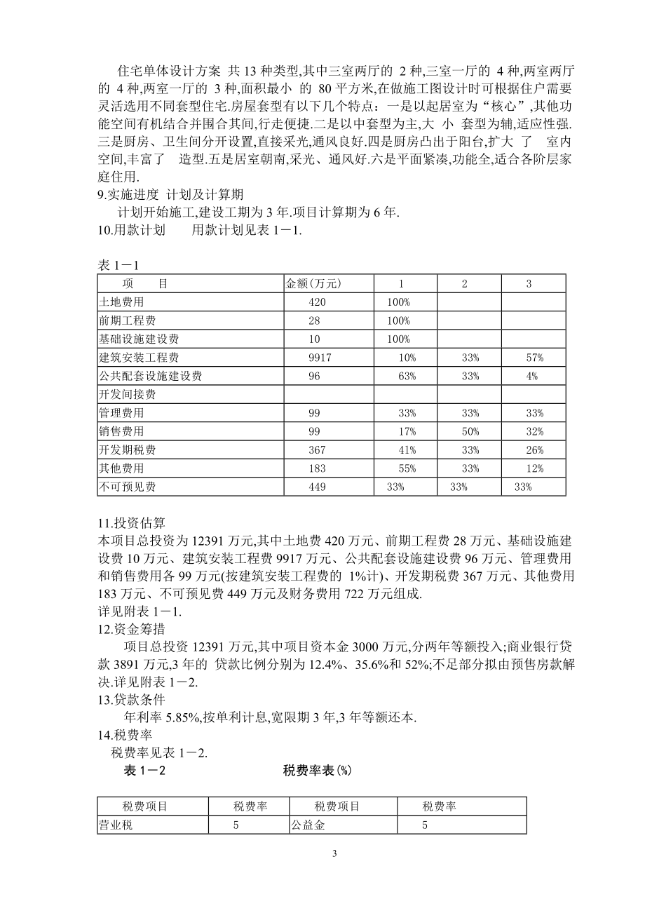 房地产开发项目经济评价案例（word多表）范本_第3页