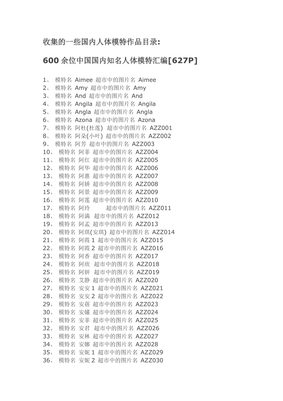 600多位国模作品目录和对应编号.doc_第1页