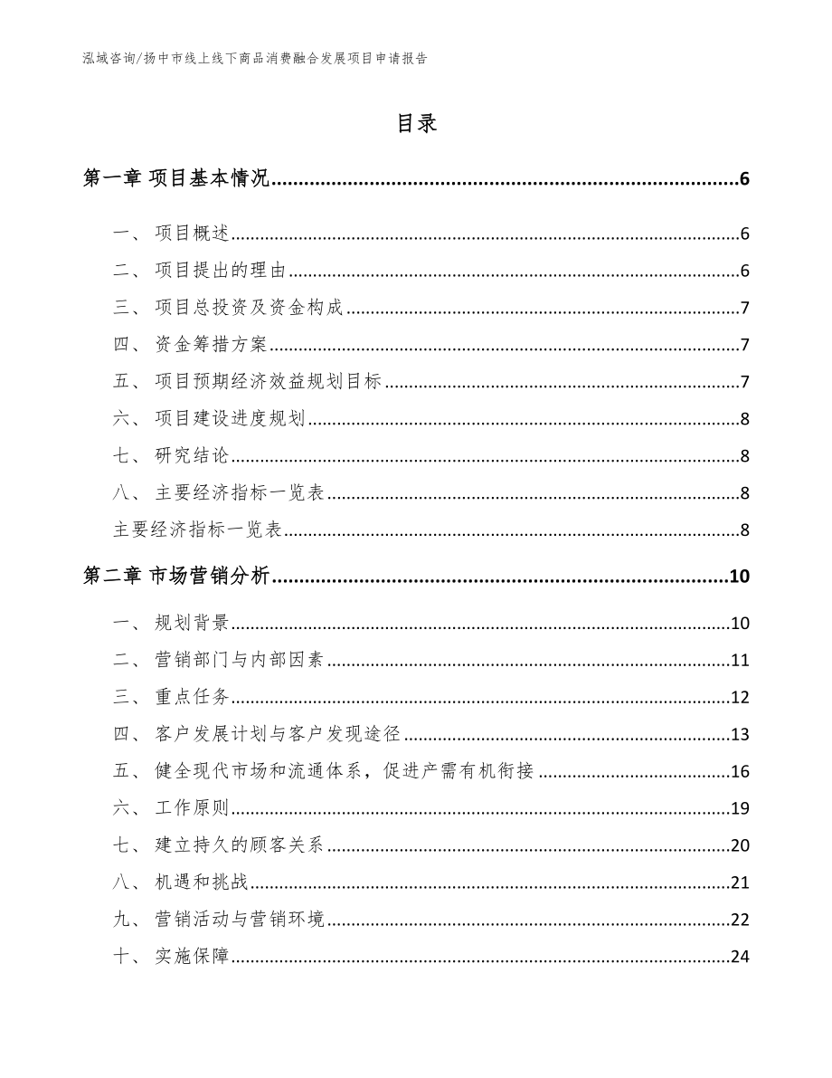 扬中市线上线下商品消费融合发展项目申请报告（模板）_第1页