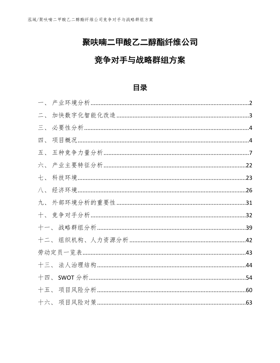 聚呋喃二甲酸乙二醇酯纤维公司竞争对手与战略群组方案_参考_第1页