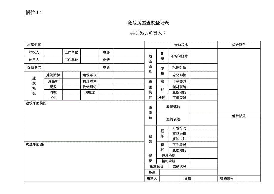 危险房屋查勘记录表_第1页