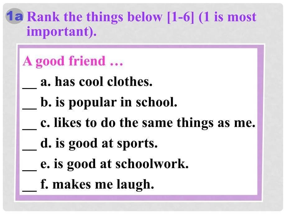 青海省青海师大附属第二中学八年级英语上册《Unit 6 I’m more outgoing than my sister Section B1》课件 人教新目标版_第5页