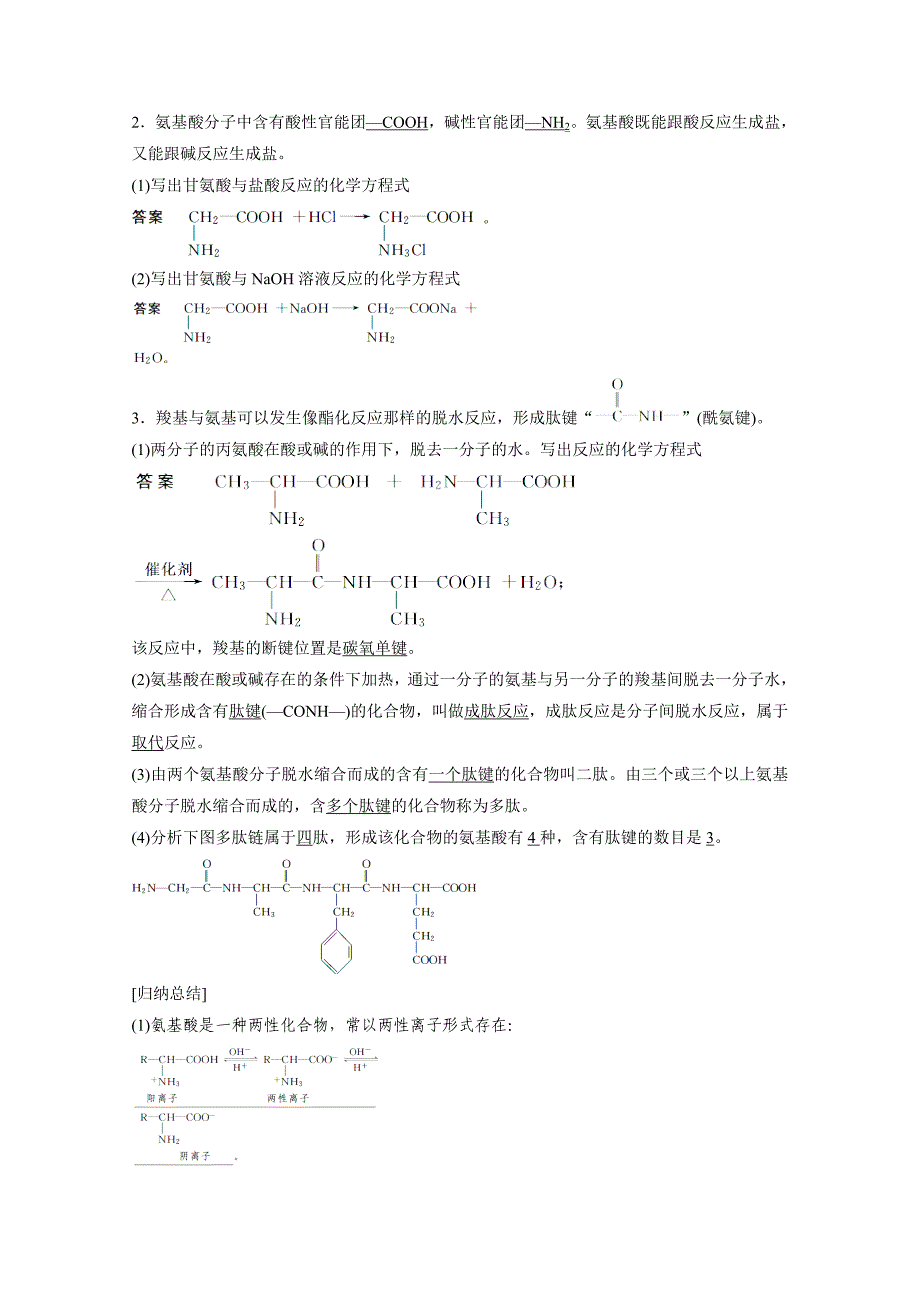 新编鲁科版化学选修五：2.4.3氨基酸和蛋白质学案2_第2页