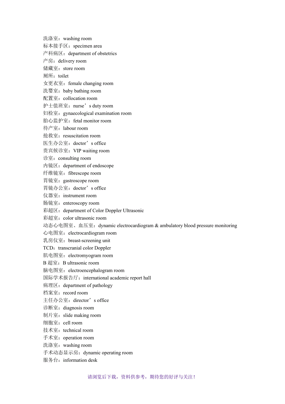 医院各个科室牌的英文名称翻译_第3页