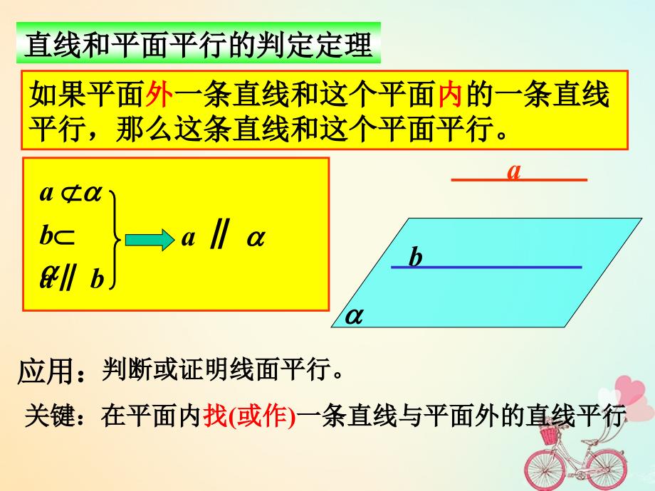 江苏省宿迁市高中数学第1章立体几何初步1.2.3直线与平面的位置关系平行2课件苏教版必修2_第3页