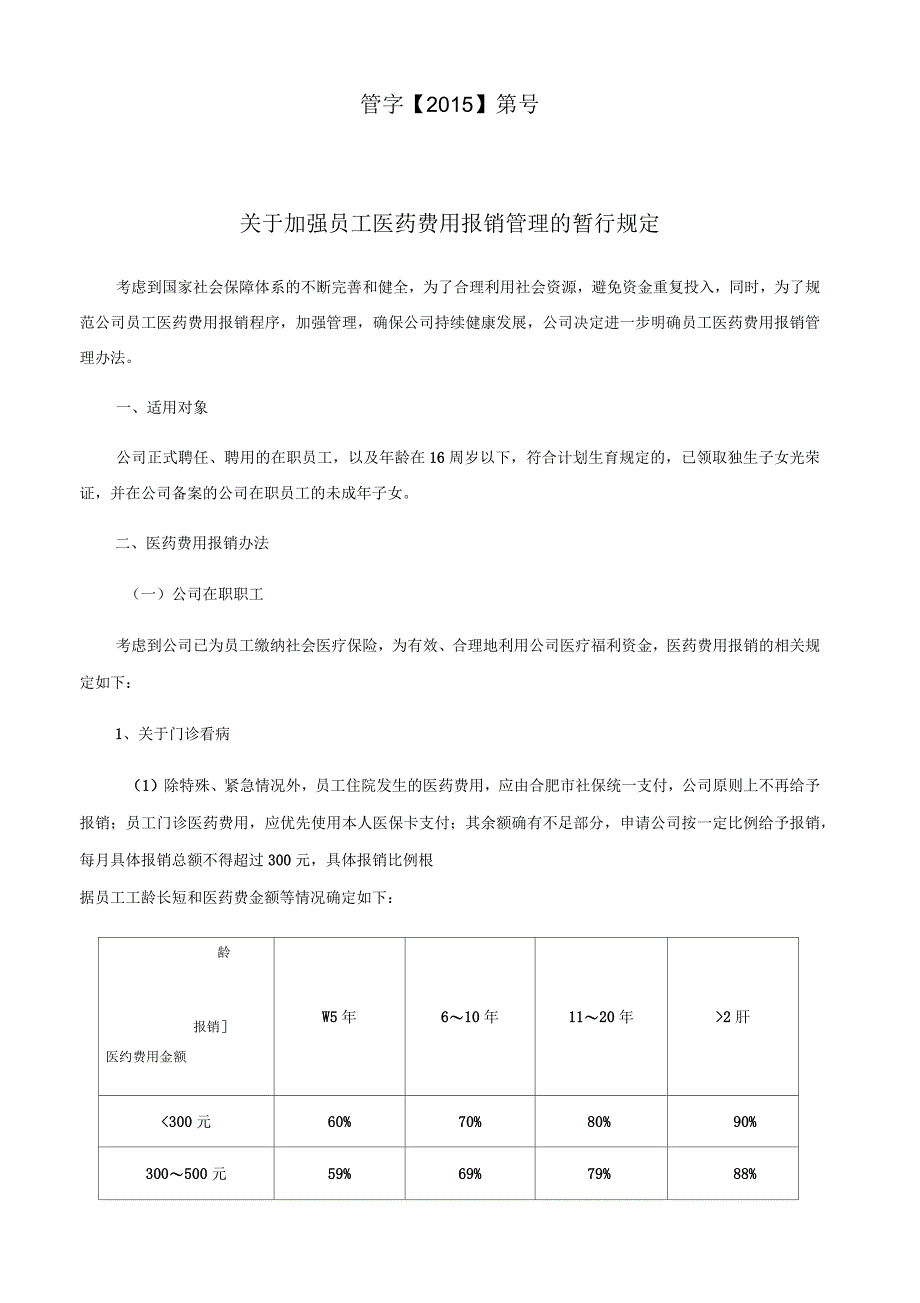 关于加强员工医药费用报销管理的暂行规定的修订_第1页