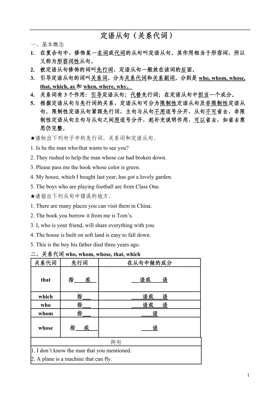 定语从句(关系代词)(学生版).doc_第1页