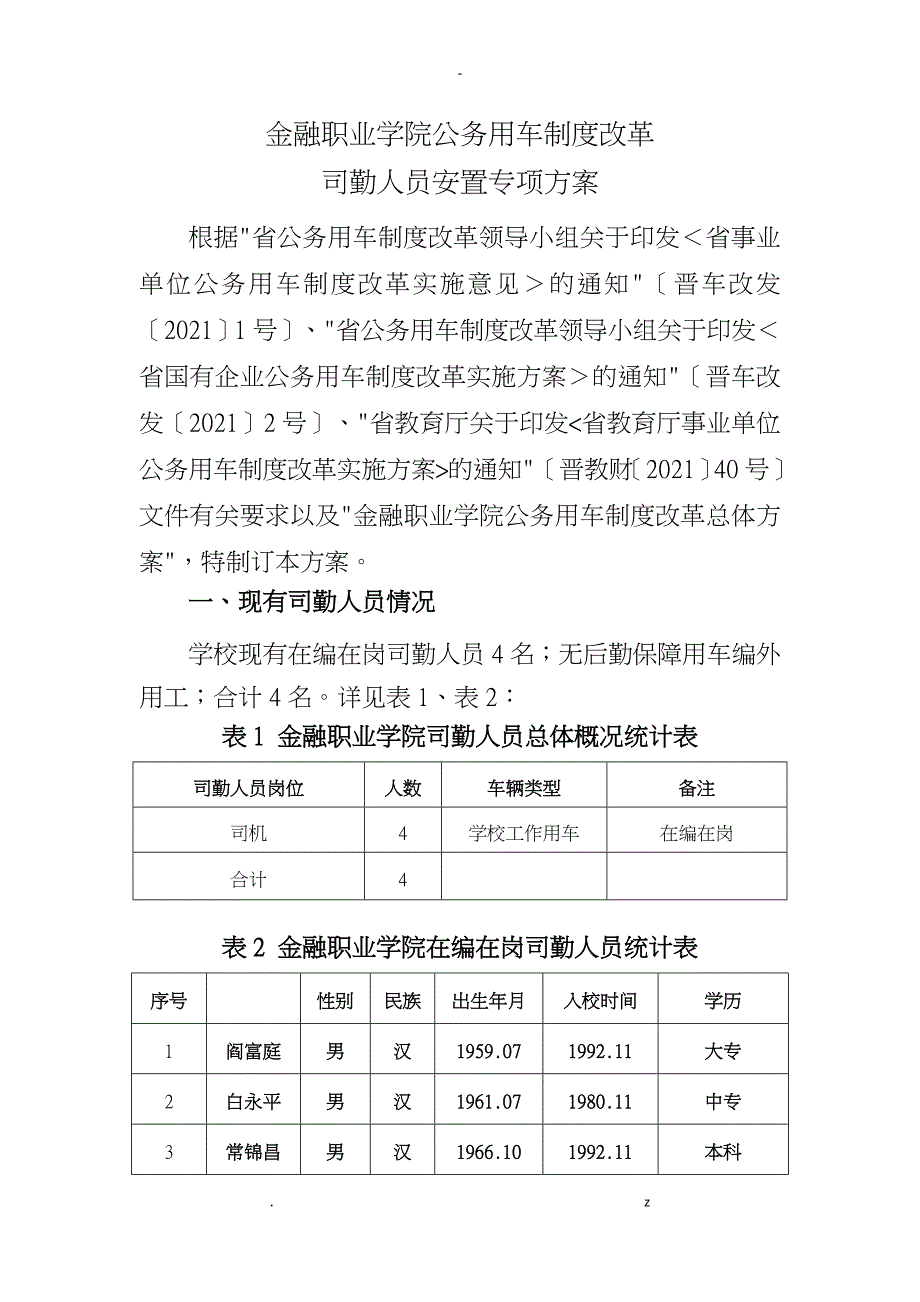 山西金融职业学院公务用车制度改革_第1页