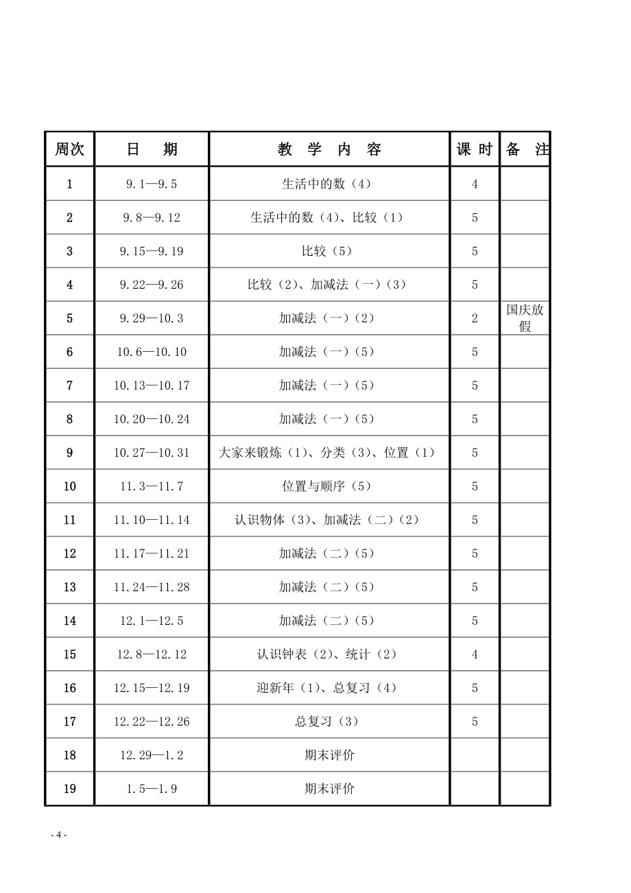 北师大版一年级数学上册教案_第4页