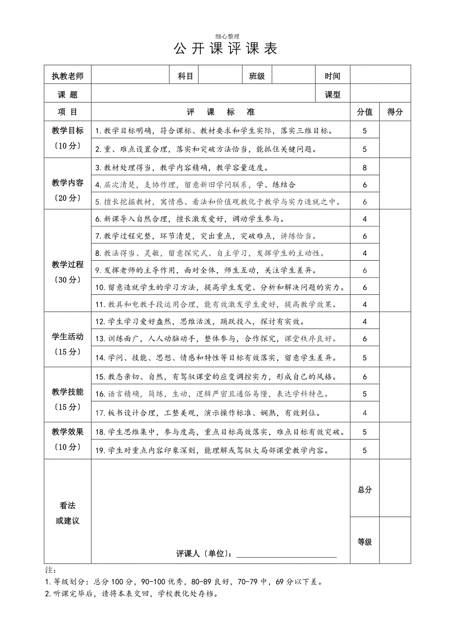 公开课评课表_第1页
