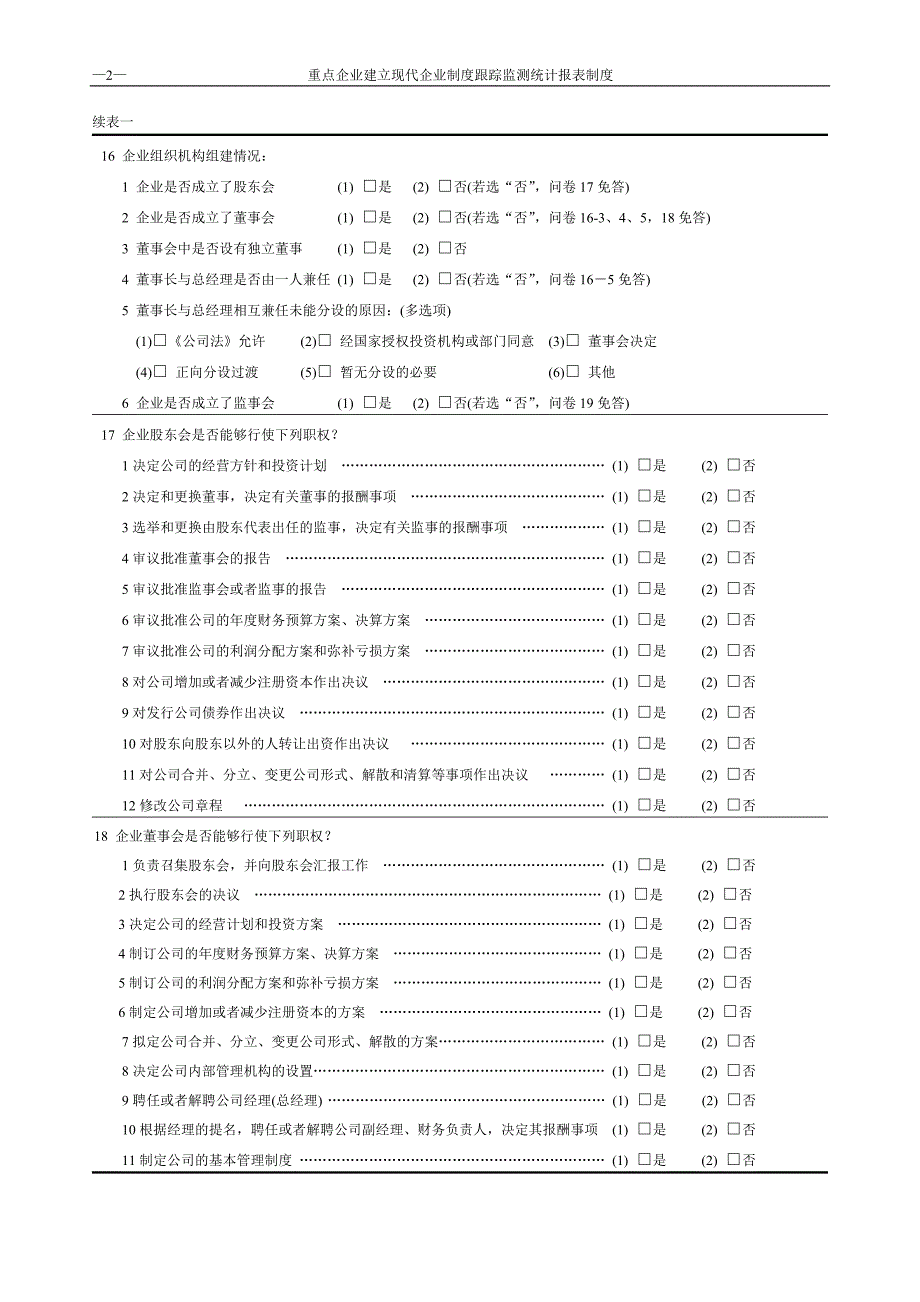 重点企业建立现代企业制度跟踪监测调查问卷_第2页