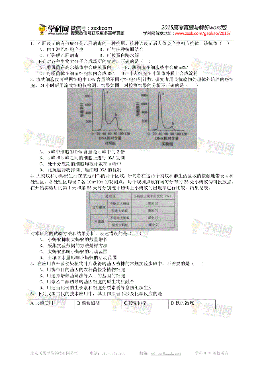 北京高考理综试题及答案下载-高考真题精编版.doc_第1页