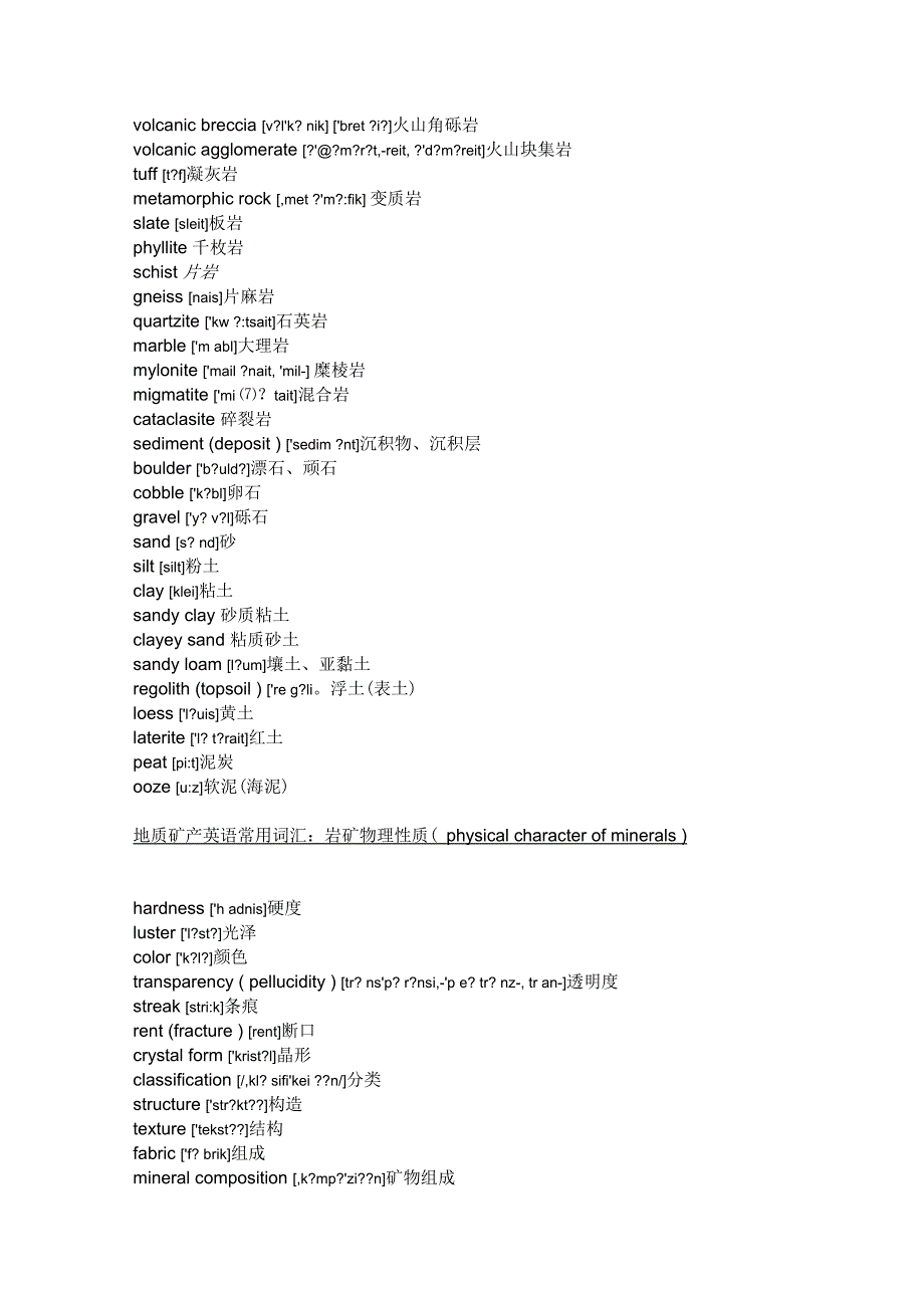 最常用地质矿产专业英语词汇_第2页