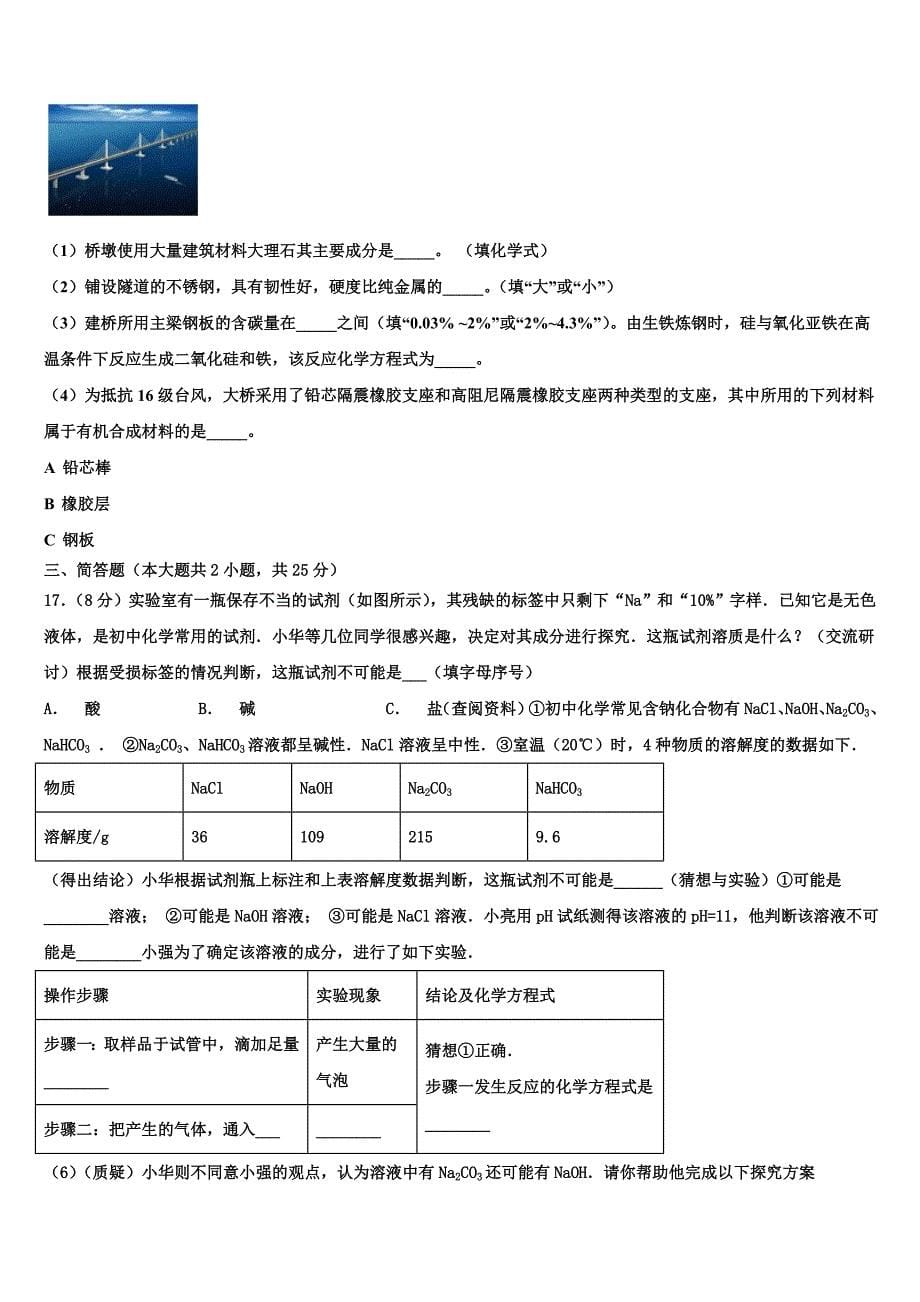 陕西省西安市雁塔区电子科技中学2023学年中考猜题化学试卷（含解析）.doc_第5页