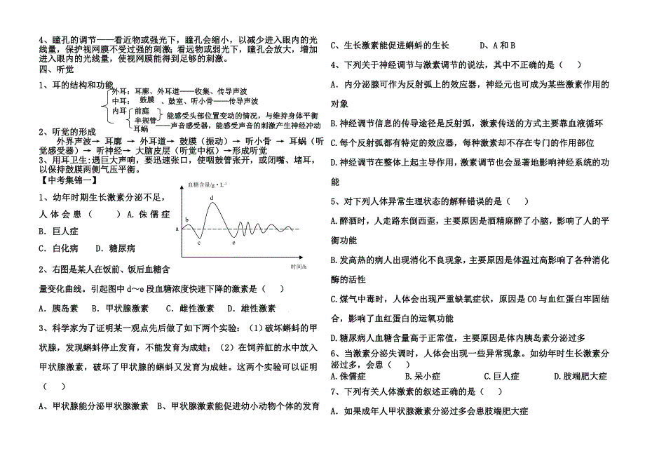 人体生命活动的调节中考复习学生版.doc_第2页