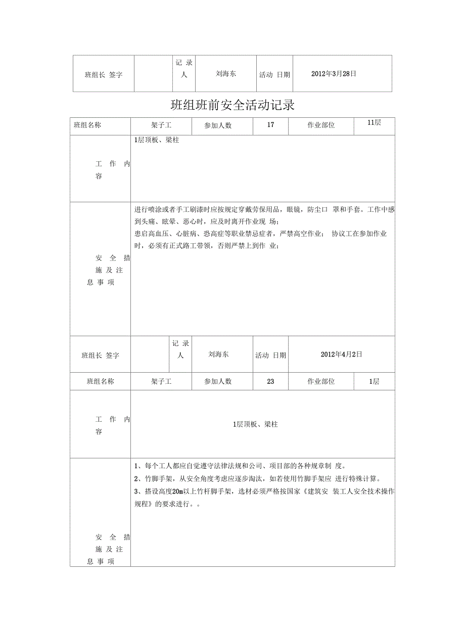 架子班组班前安全活动记录_第4页