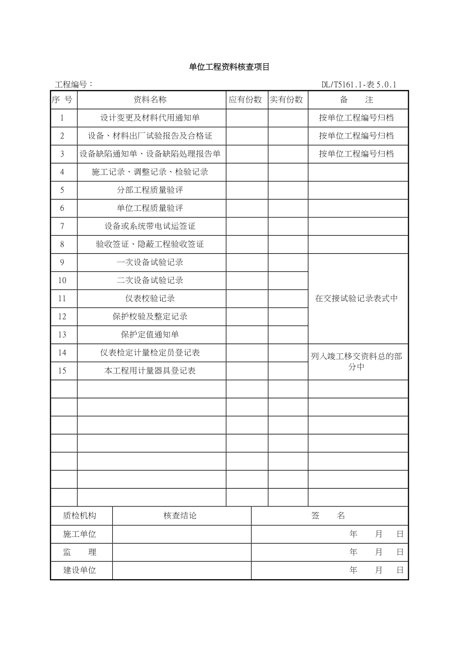 DLT5161表格大全[电气装置安装工程质量检验及评定规程]_第4页