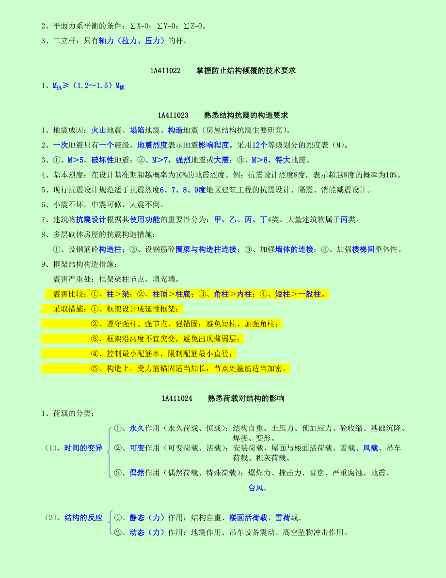 最新备考2015年一级建造师考试建筑工程管理与实务个人学习笔记精编_第3页