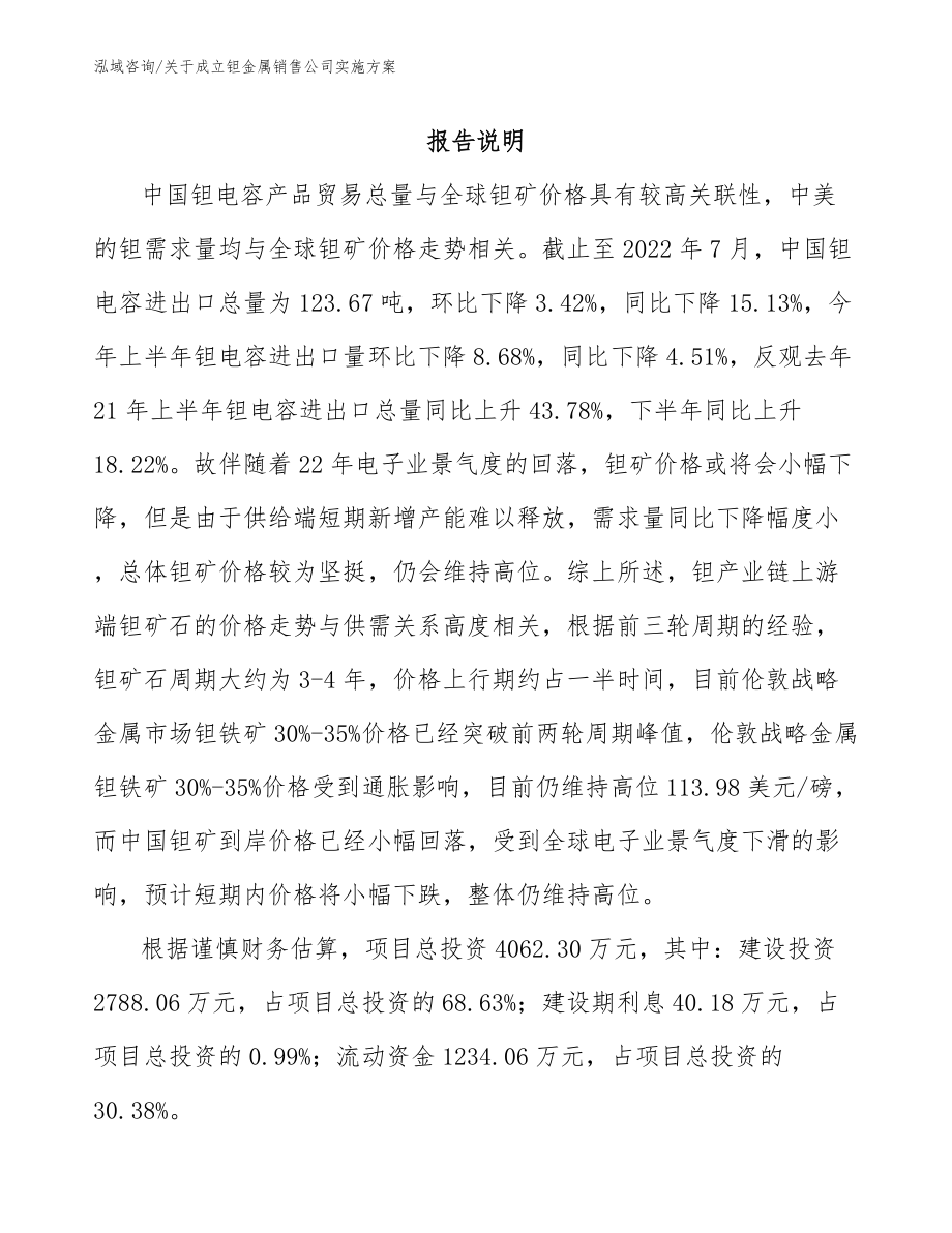 关于成立钽金属销售公司实施方案_第2页