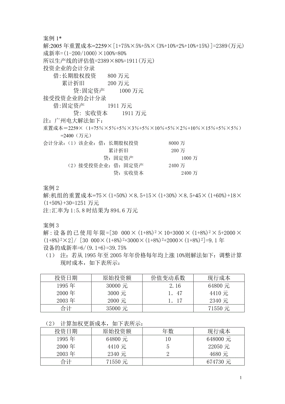 2013春会计资产评估形成性考核作业参考提示_第1页