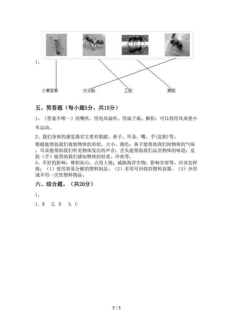 新教科版二年级科学上册期中考试题【加答案】.doc_第5页