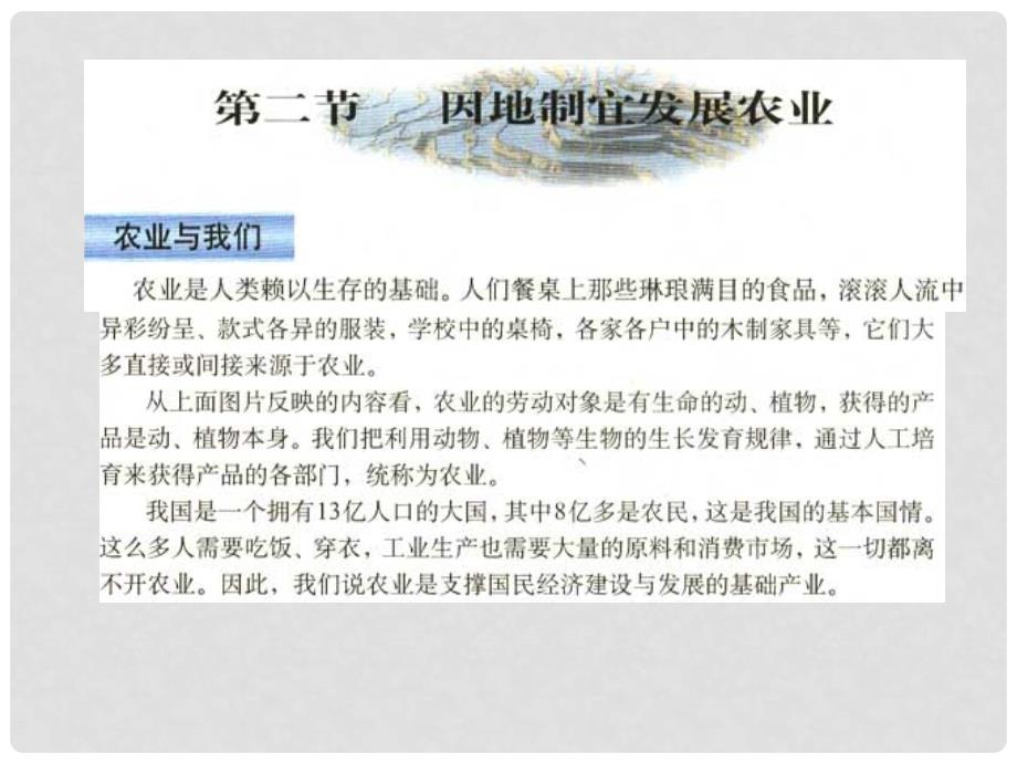 江苏省太仓市第二中学八年级地理上册《4.2 因地制宜发展农业》课件 新人教版_第1页