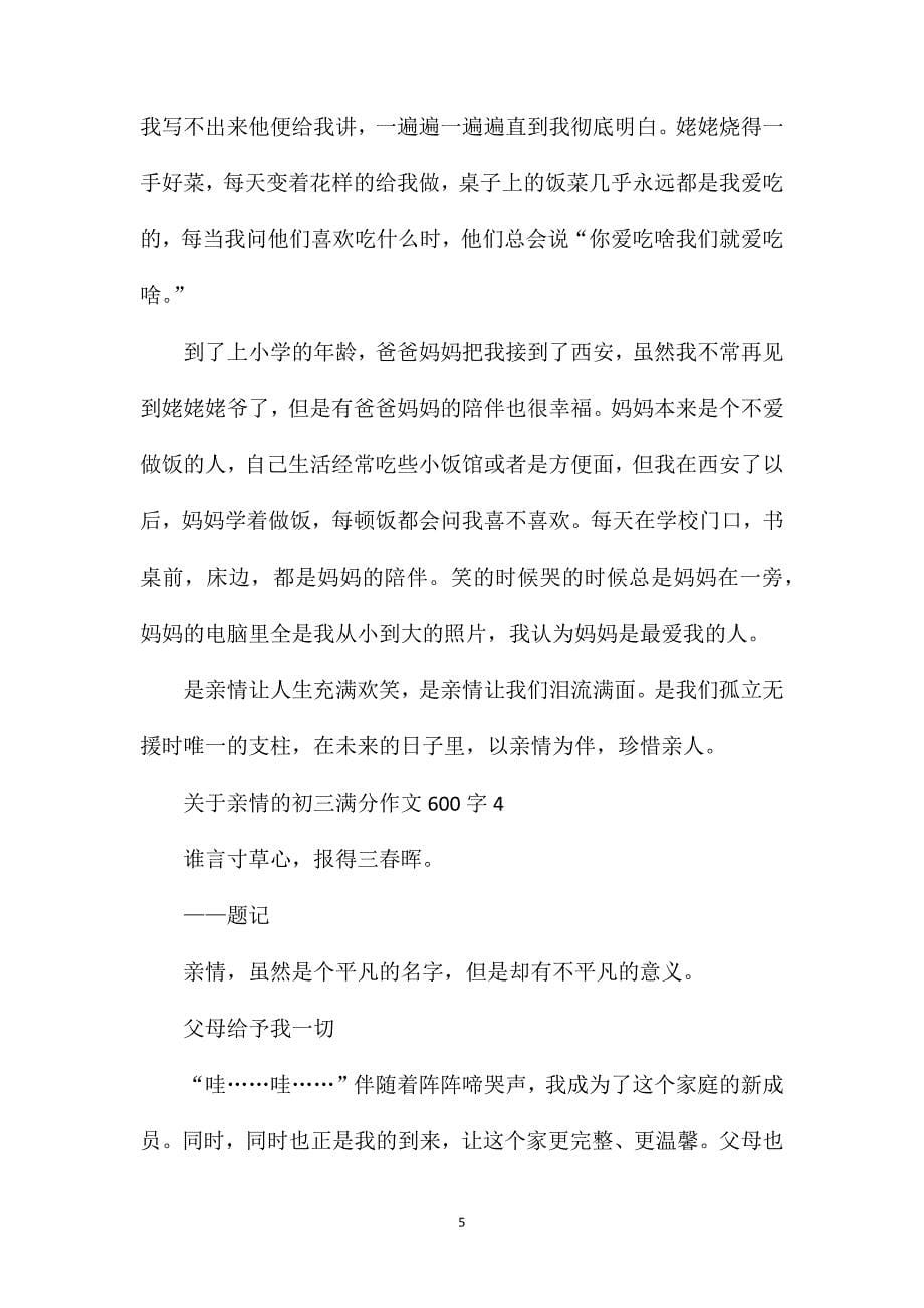 关于亲情的初三满分作文600字.doc_第5页