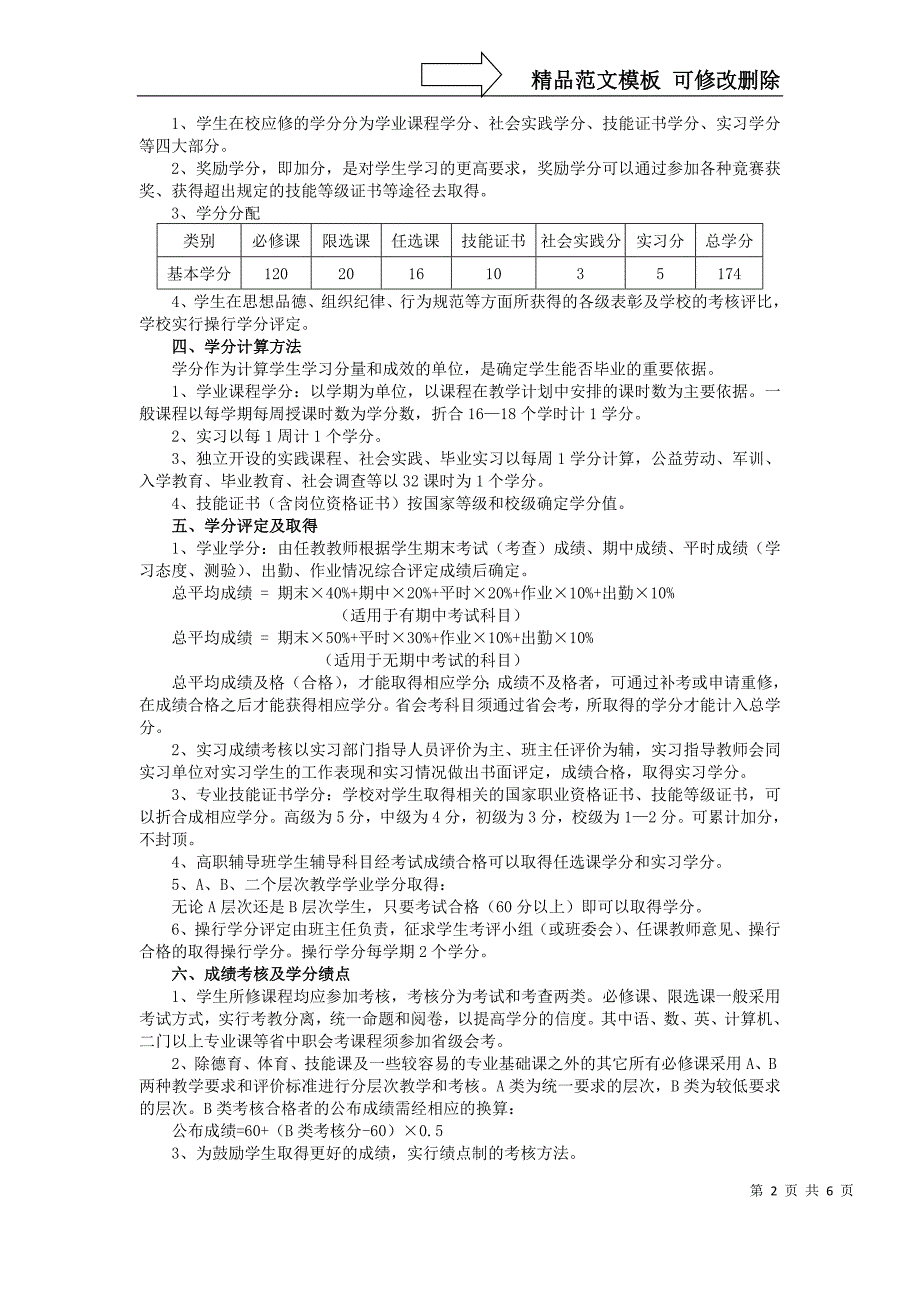 晋江职业中专学校学分制实施方案(试行)_第2页