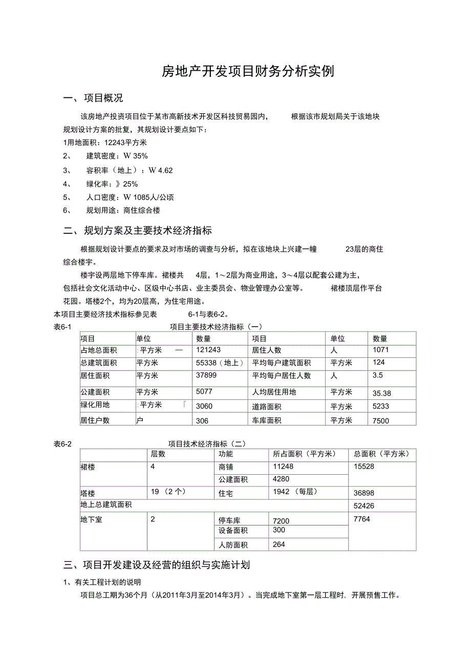 房地产开发项目财务分析报告案例_第1页