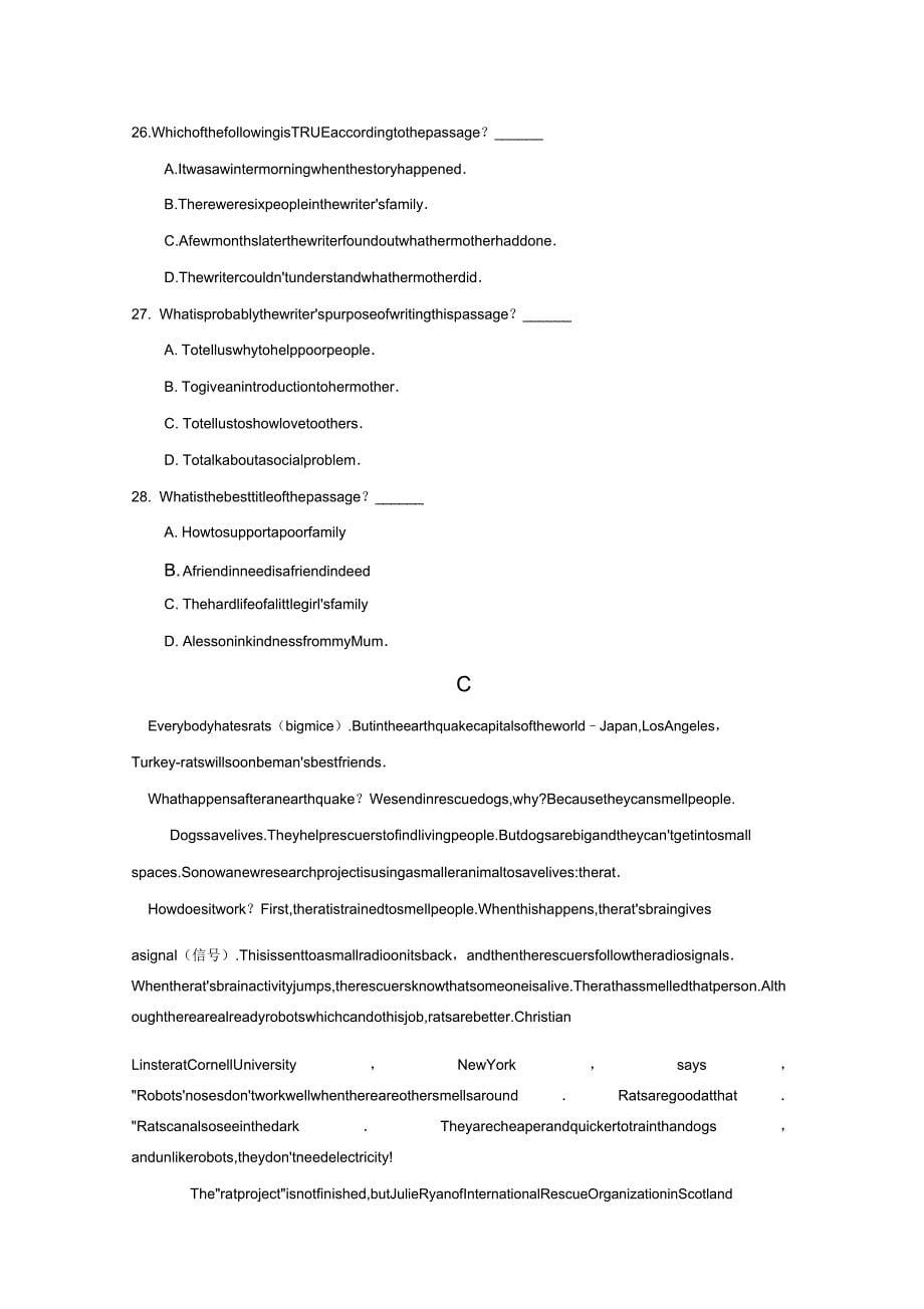 20192020学年黑龙江省大庆市铁人中学高上学期期中考试英语试题.doc_第5页