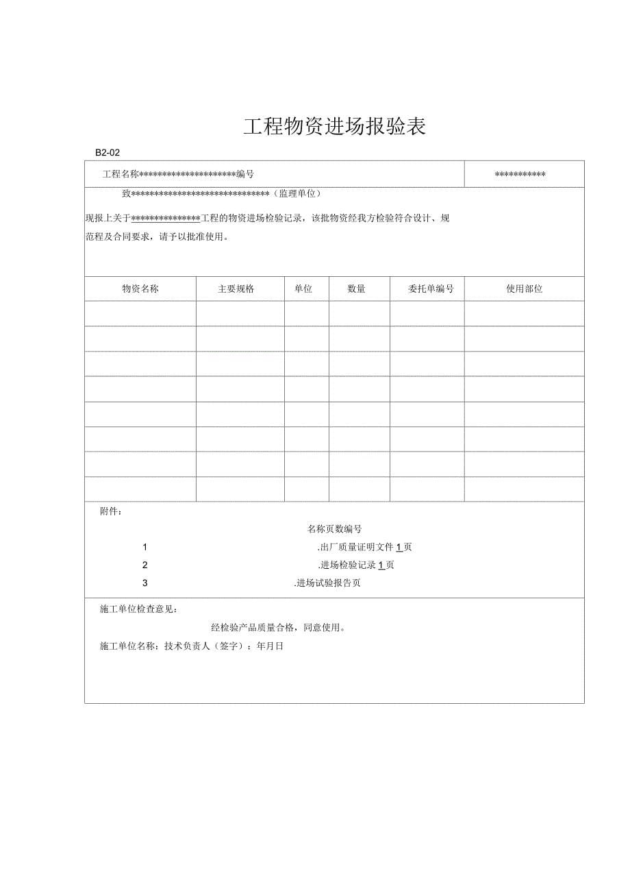 材料进场材料构配件进场检验记录_第5页