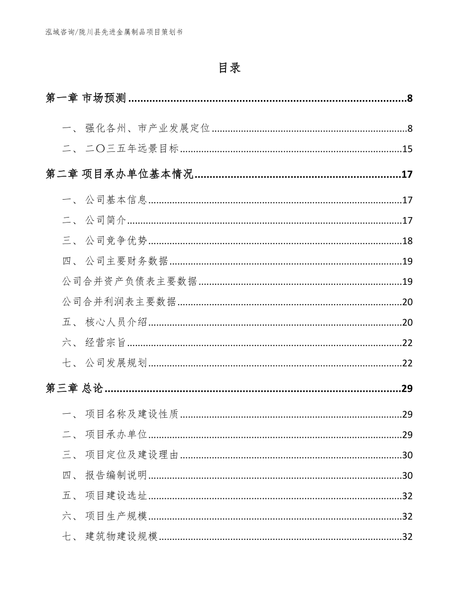 陇川县先进金属制品项目策划书（模板参考）_第2页