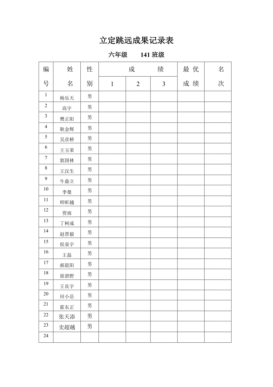 立定跳远成绩记录表_第3页