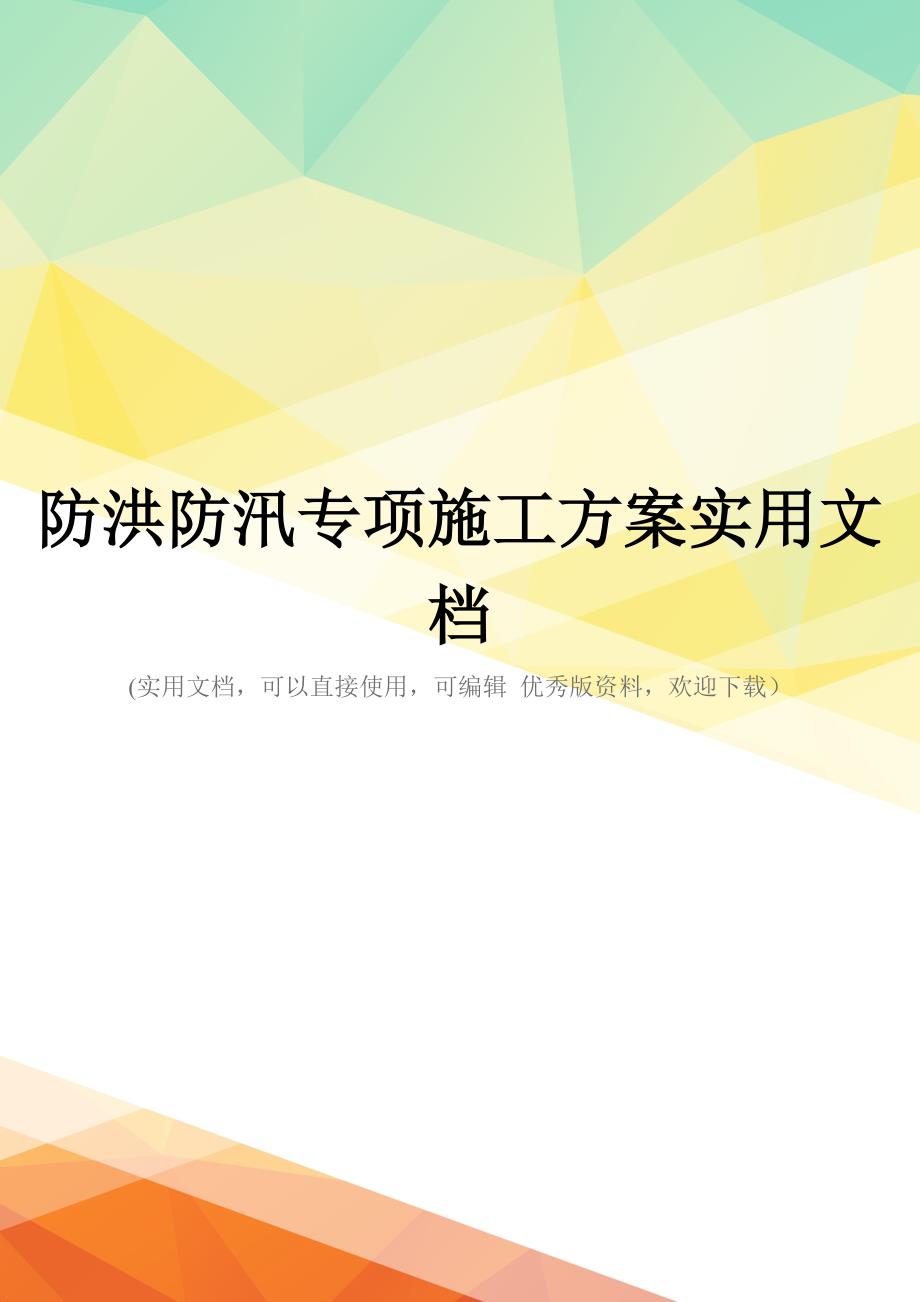 防洪防汛专项施工方案实用文档_第1页