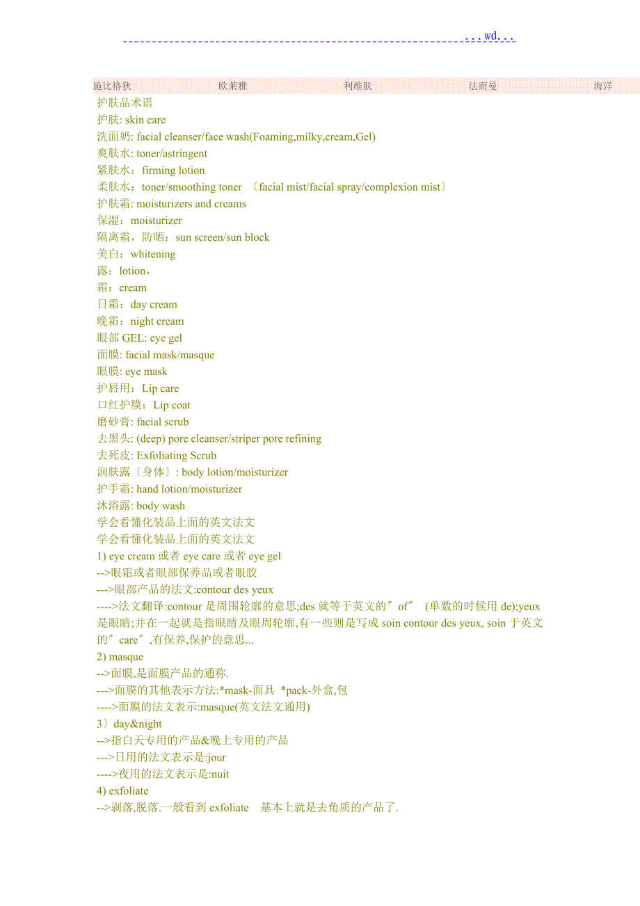 学会看懂化妆品上面的英文法文_第4页