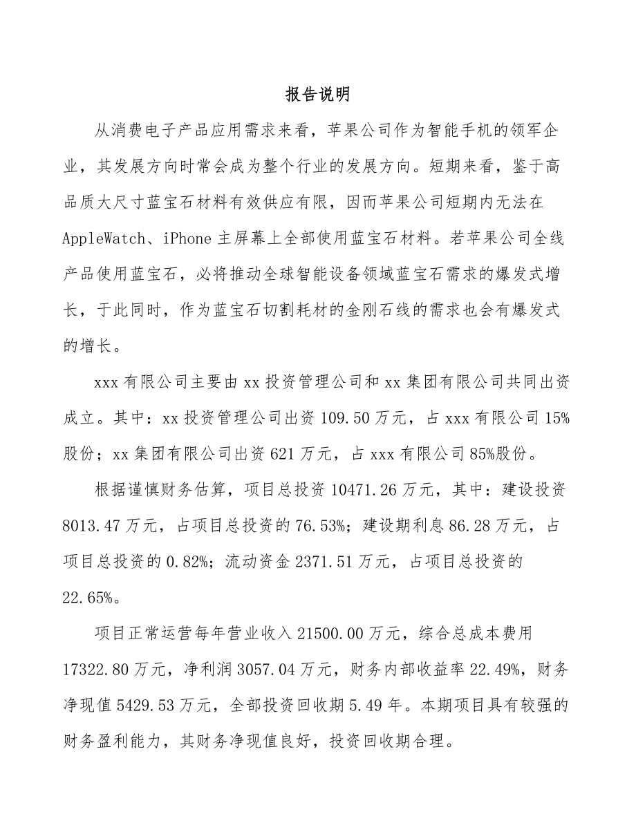 江西关于成立金刚石线公司可行性研究报告_第2页